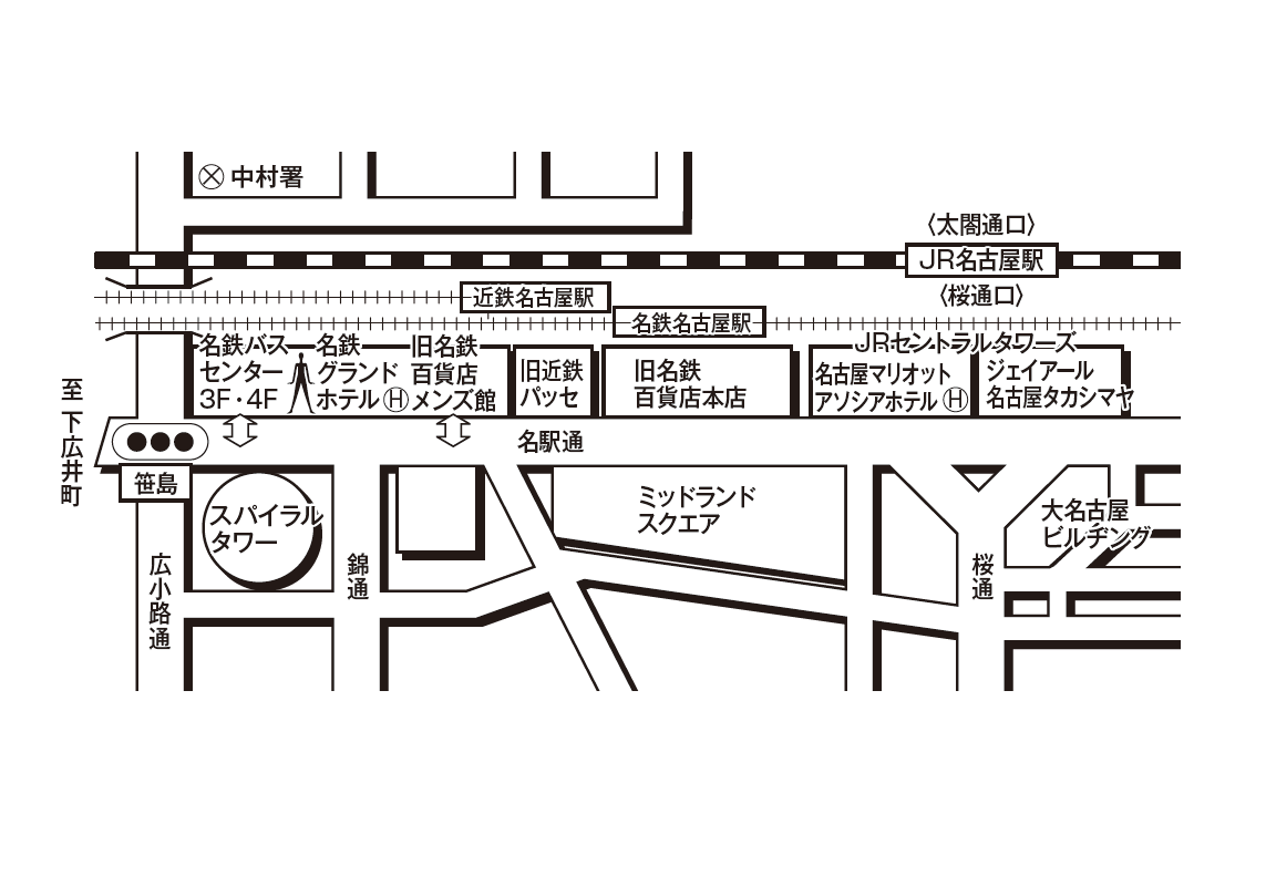名鉄バスセンター4階広域地図