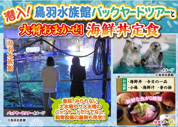 WEB予約3ポイント！日帰り/潜入！鳥羽水族館バックヤードツアーと大将おまかせ！海鮮丼定食