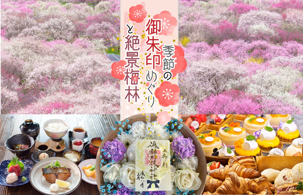 【日帰り】２社の御朱印付き　季節の御朱印めぐりと絶景梅林
